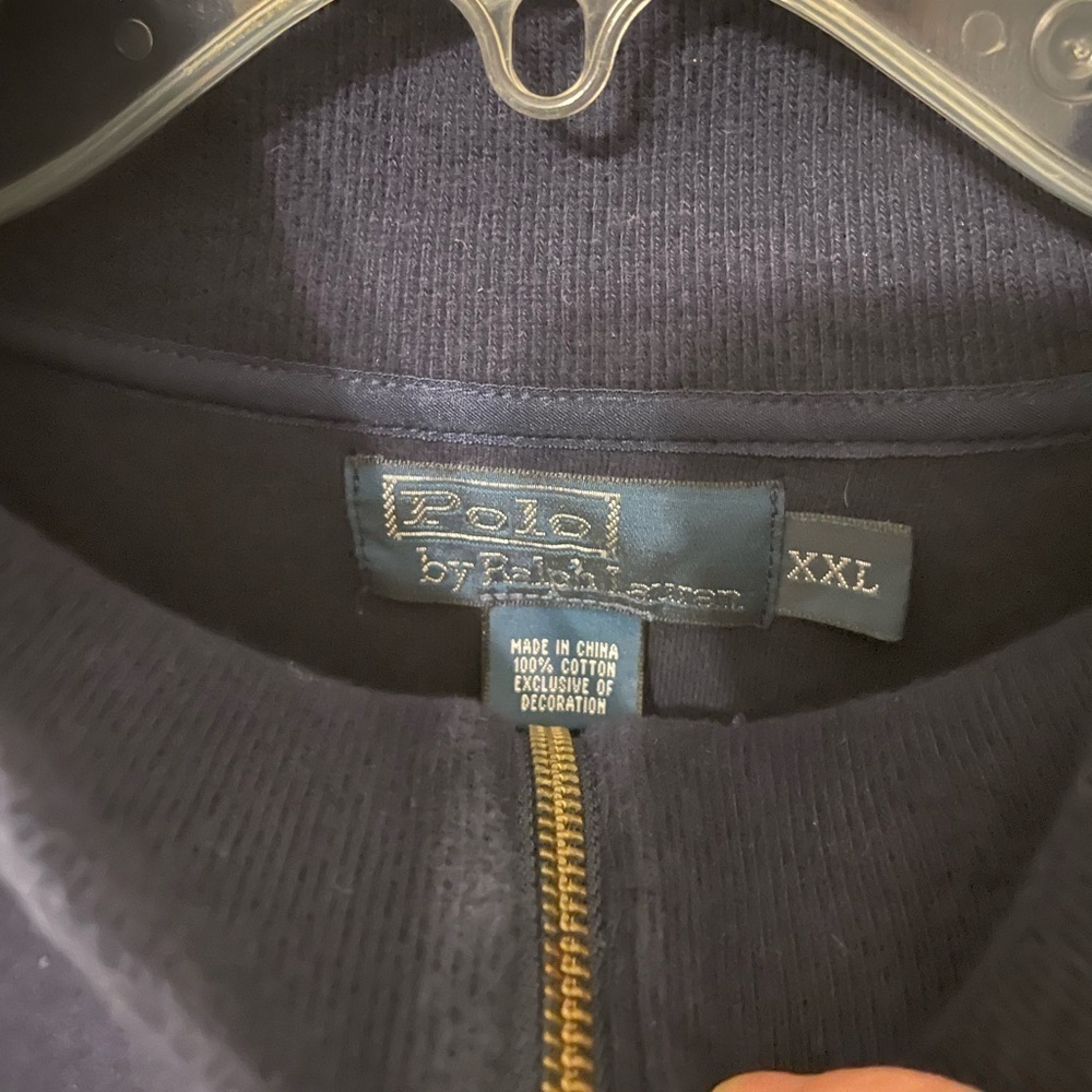 Ralph Lauren Navy Blue Cotton Quarter Zip Men's Sweater XXL - Picture 4 of 7